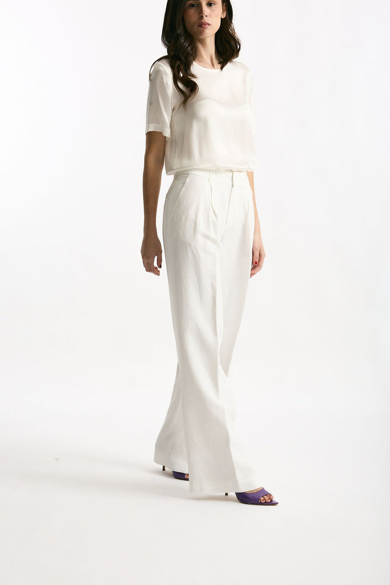Pantalone palazzo bianco vita alta women Grifoni - 3