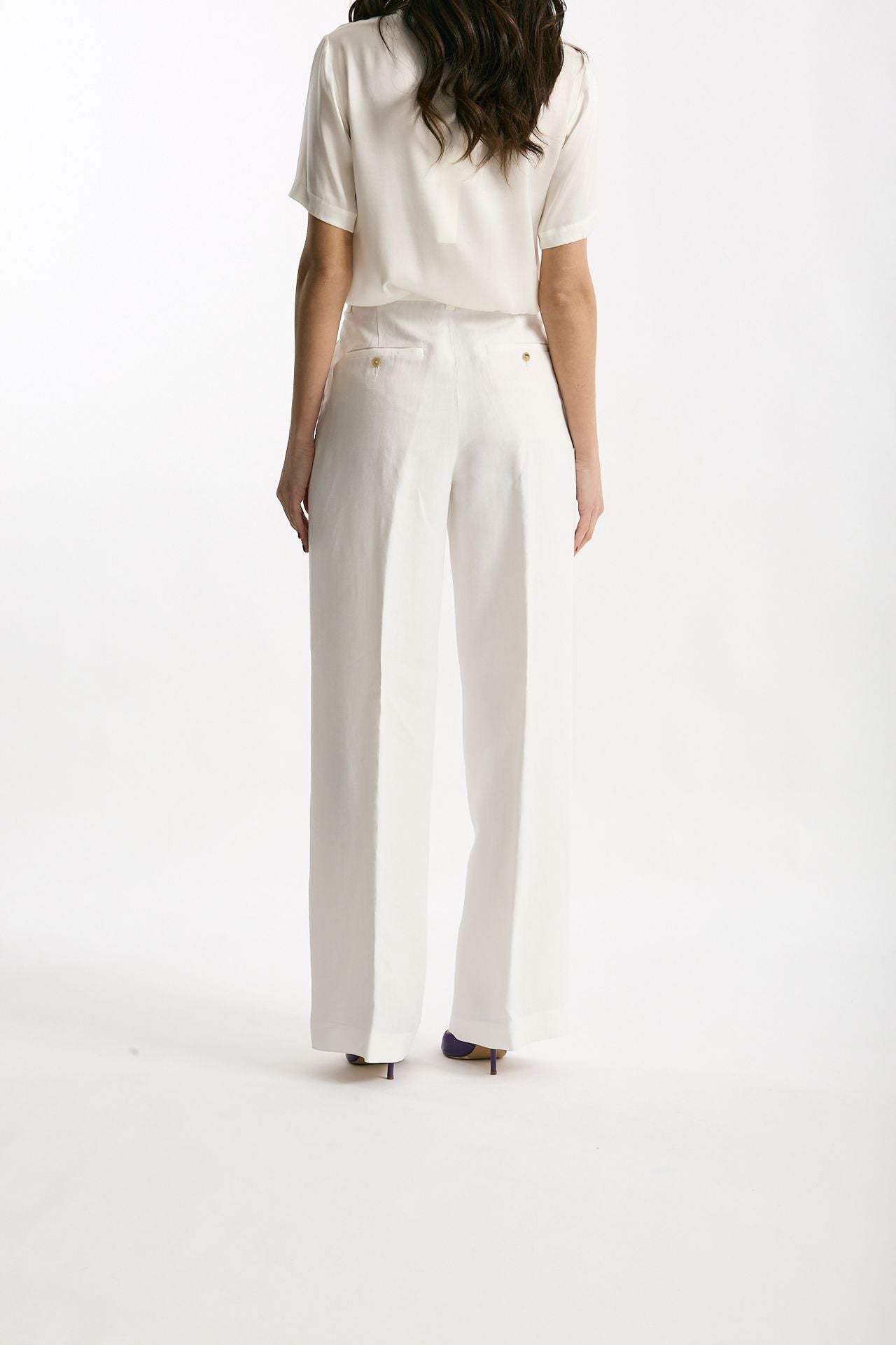 Pantalone palazzo bianco vita alta women Grifoni - 5