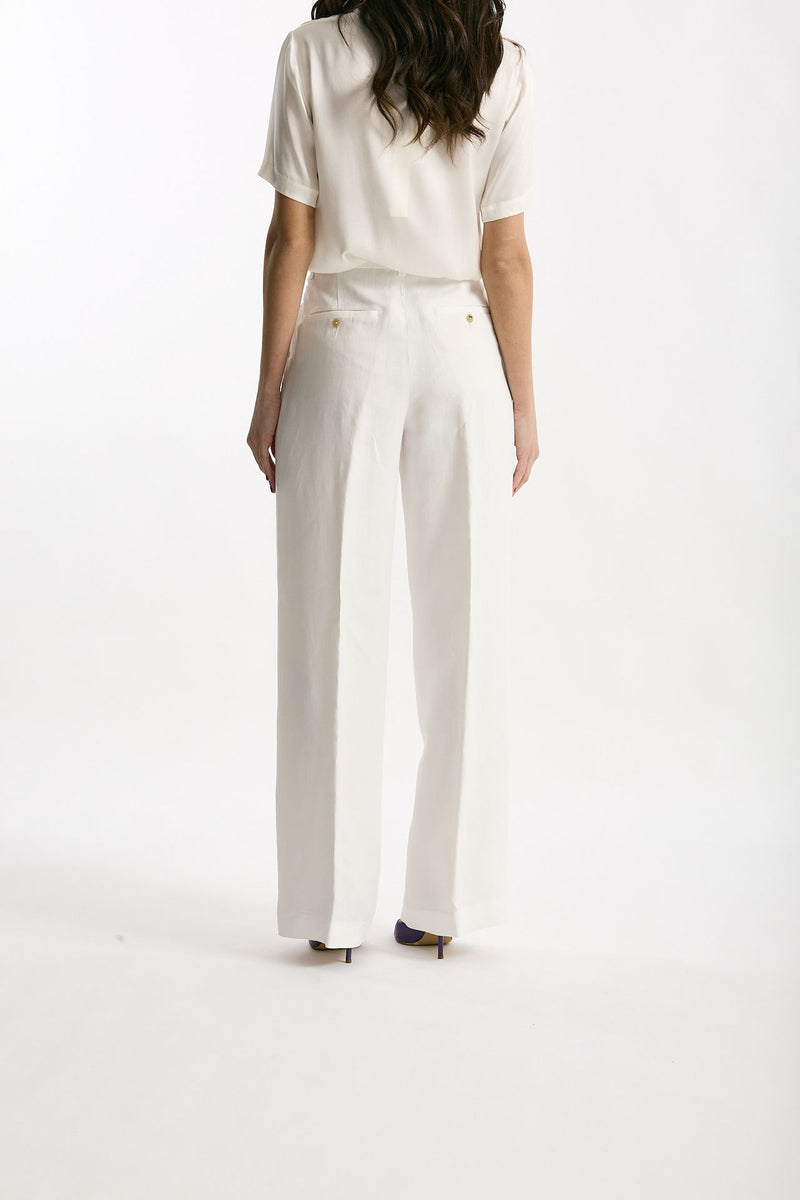 Pantalone palazzo bianco vita alta women Grifoni - 5