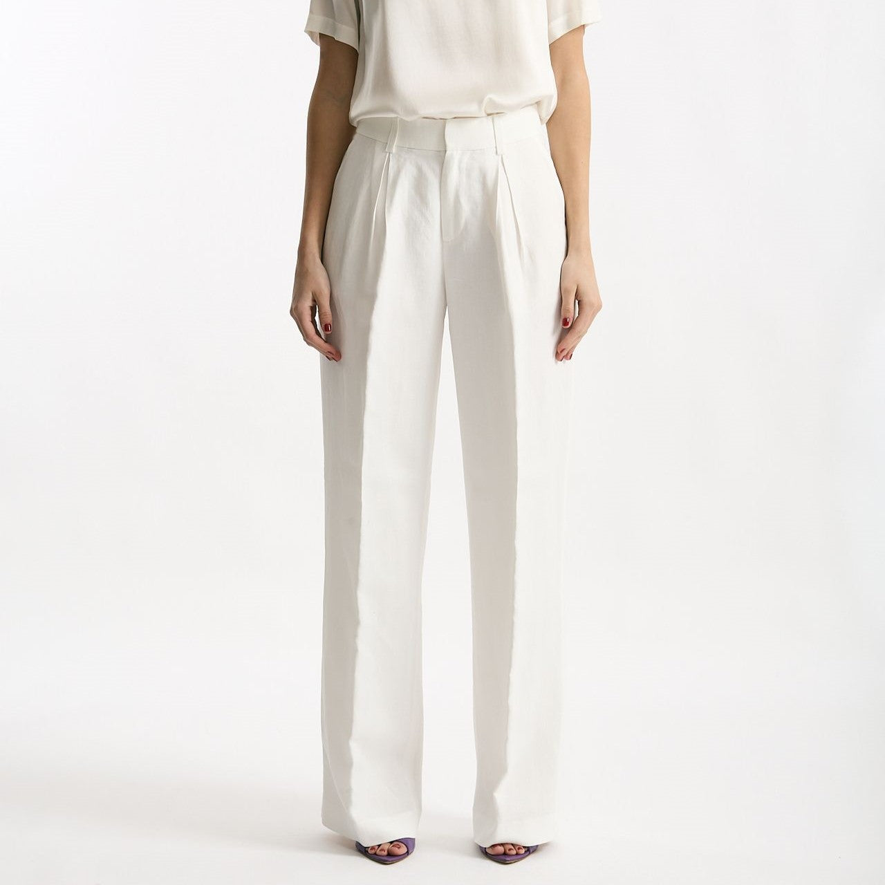 Pantalone palazzo bianco vita alta women Grifoni - 7