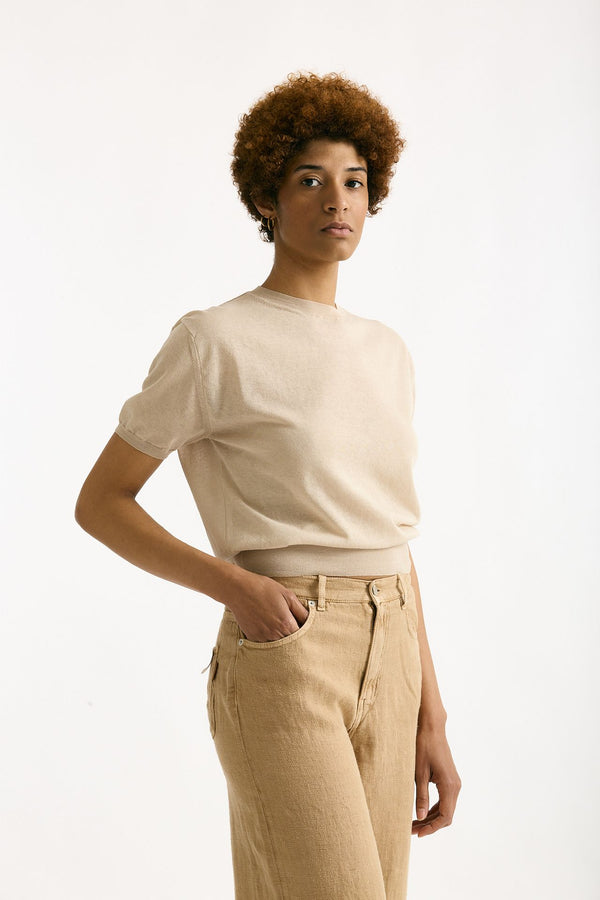 Maglia girocollo in cotone beige women Grifoni