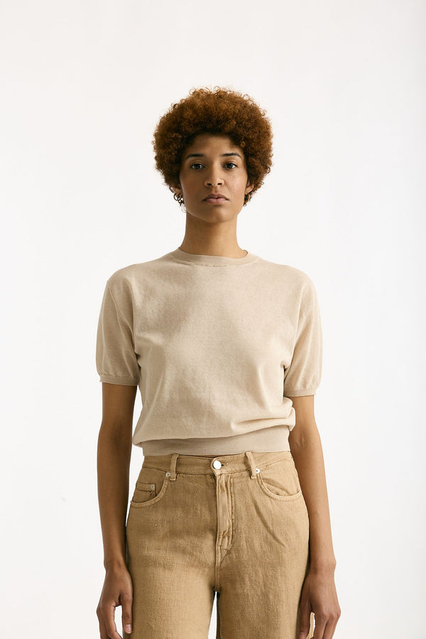 Maglia girocollo in cotone beige women Grifoni
