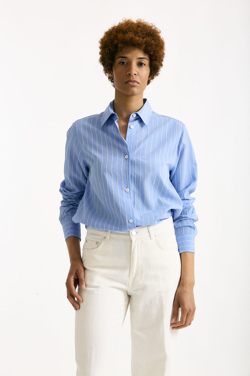 Camicia over azzurro con riga women Grifoni - 1