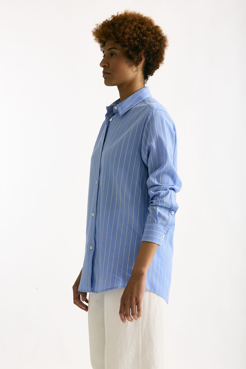 Camicia over azzurro con riga women Grifoni - 3