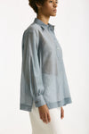 Camicia in mussolina di cotone azzurro polvere women Grifoni - 2