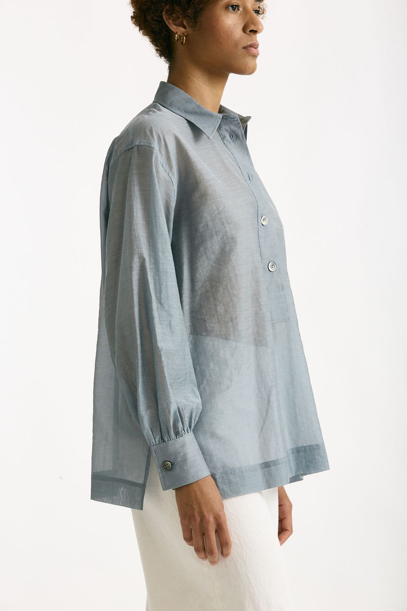 Camicia in mussolina di cotone azzurro polvere women Grifoni - 2