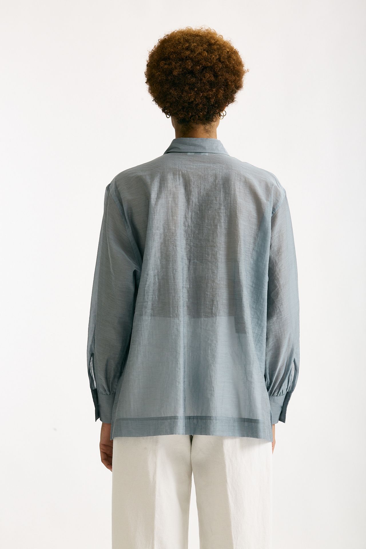 Camicia in mussolina di cotone azzurro polvere women Grifoni - 3