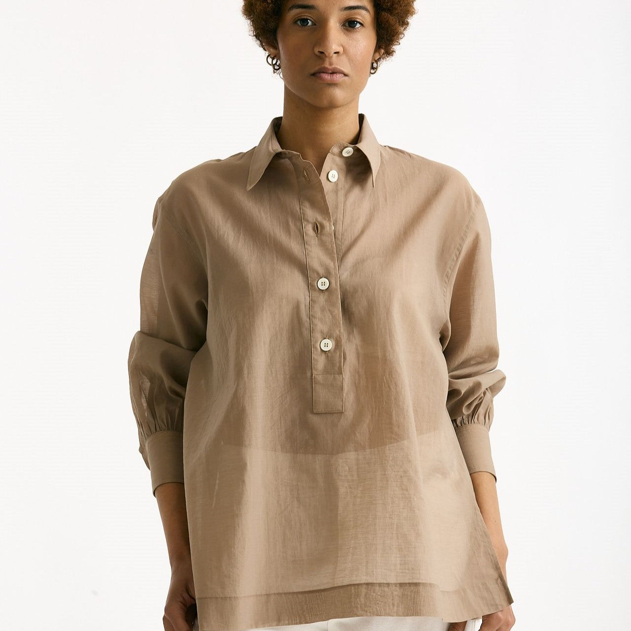 Camicia in mussolina di cotone beige women Grifoni - 7