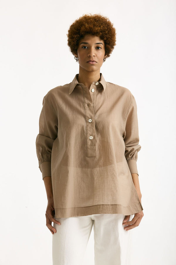 Camicia in mussolina di cotone beige women Grifoni