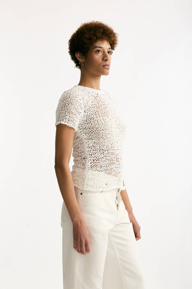 Maglia girocollo lavorata bianco women Haikure - 2