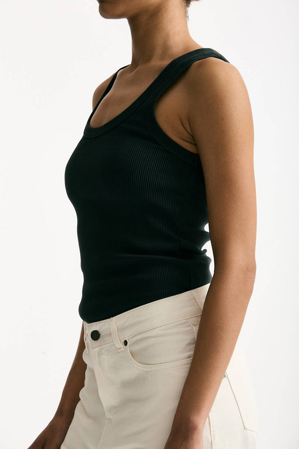 Top a costine nero slavato women Haikure