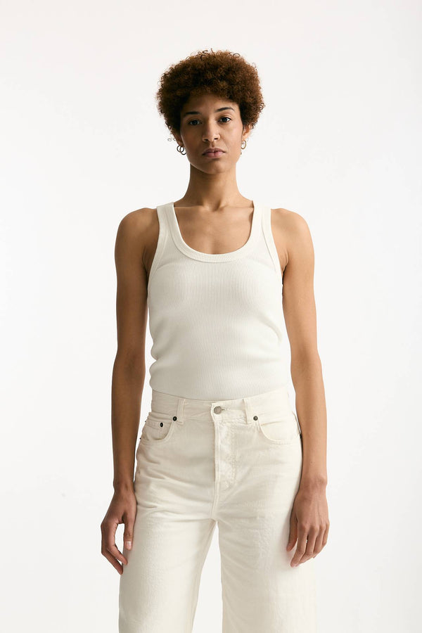 Top a costine bianco ottico women Haikure