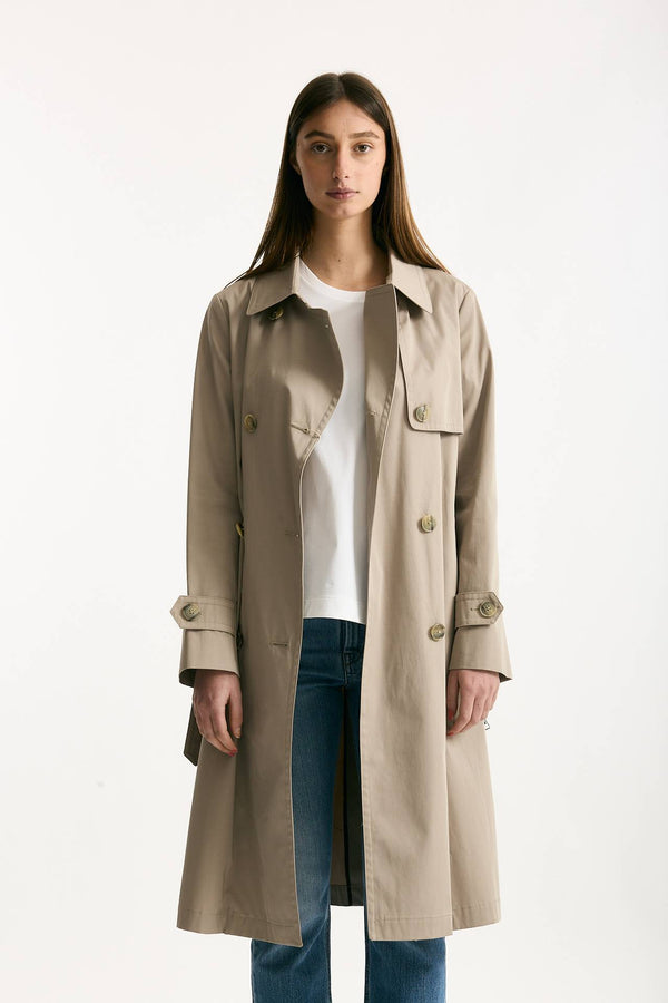 Trench in cotone idrorepellente tortora women Herno
