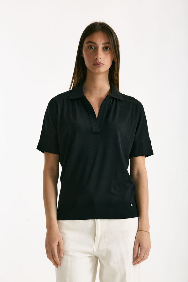 Polo in lyocell blu women Herno