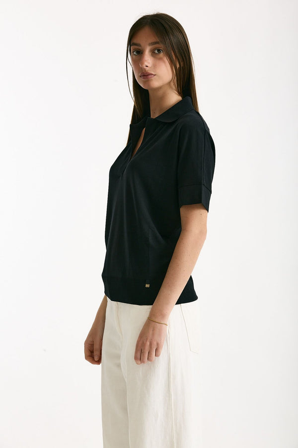 Polo in lyocell blu women Herno