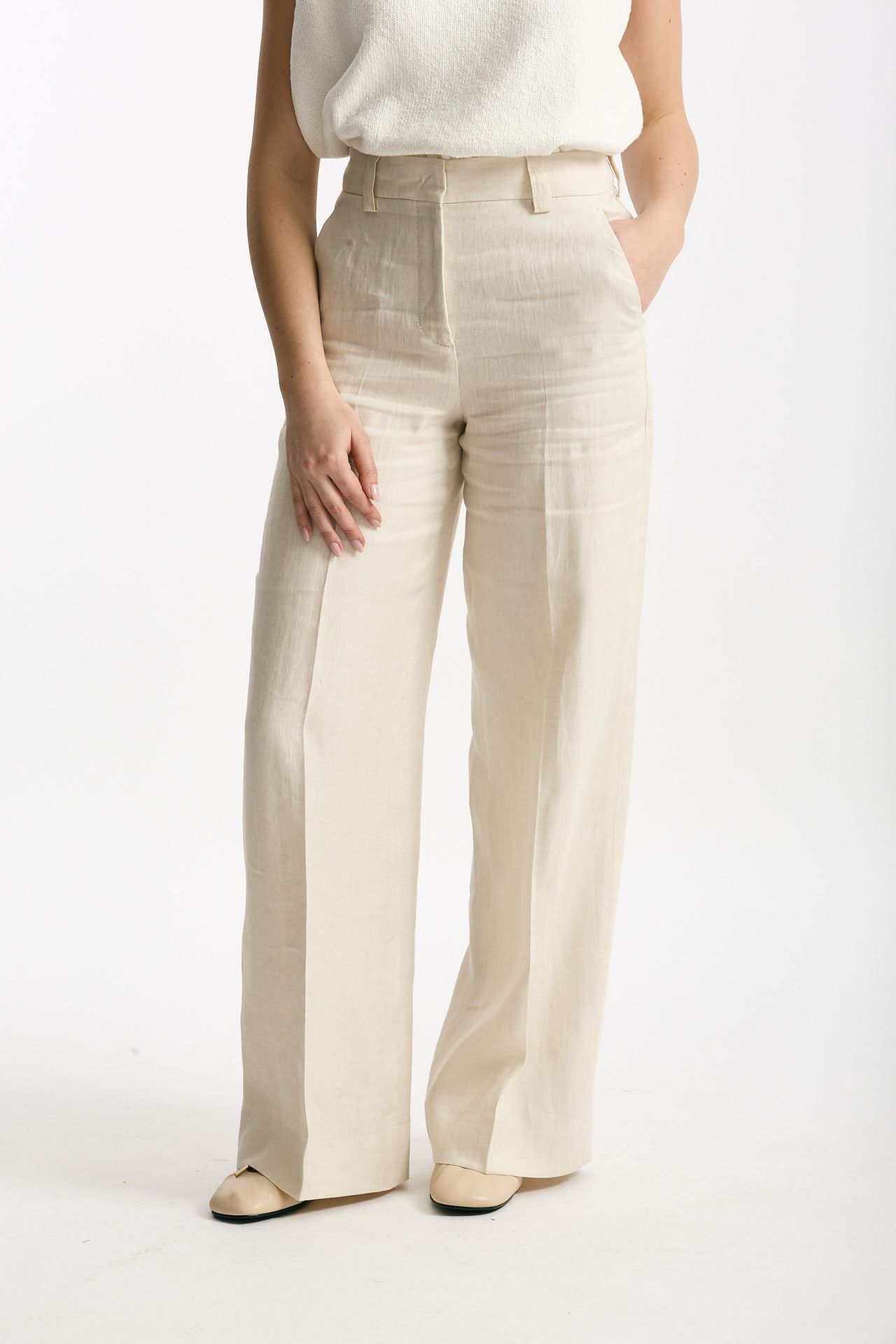 Pantalone ampio NEERA in lino sabbia women Incotex - 1