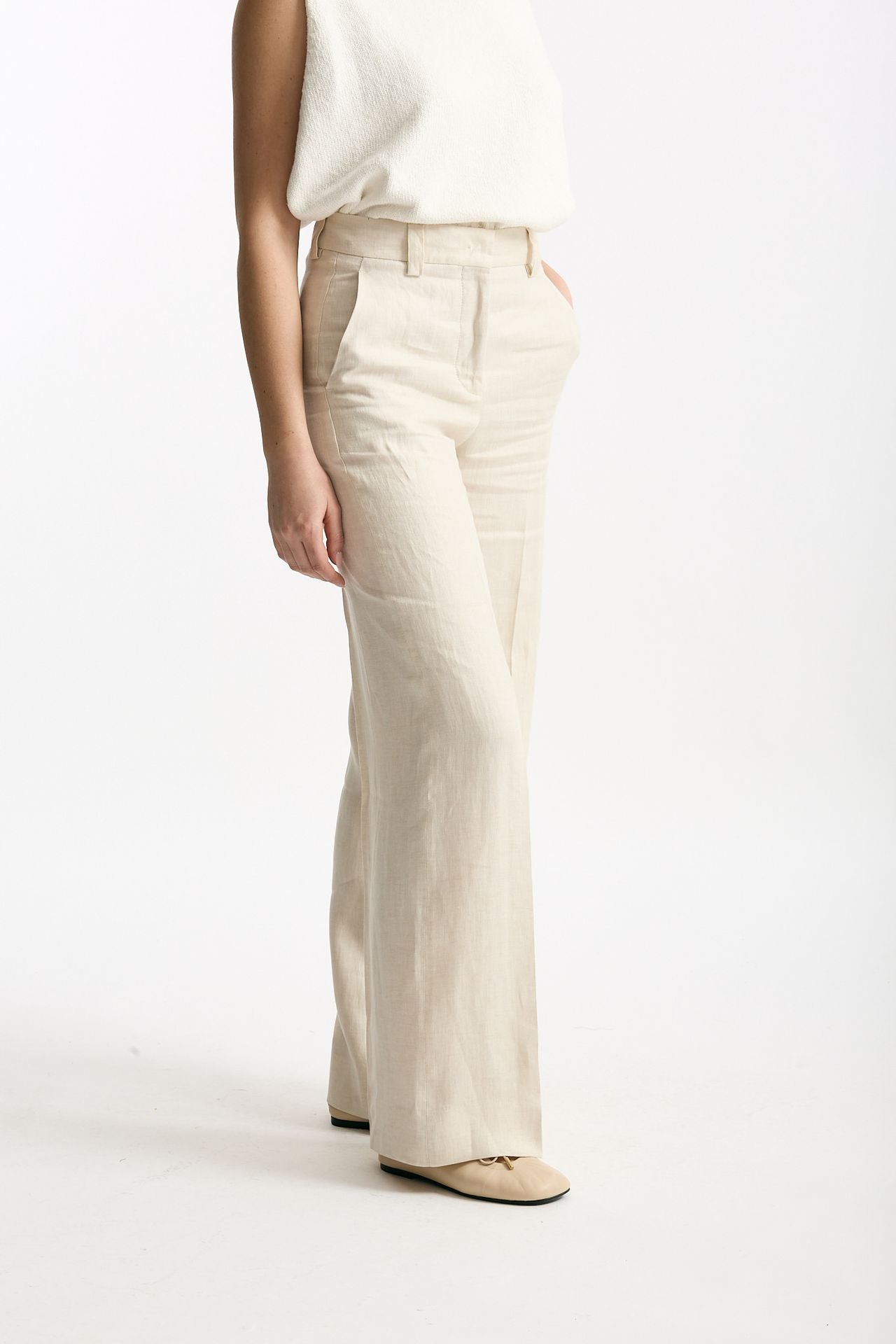 Pantalone ampio NEERA in lino sabbia women Incotex - 4