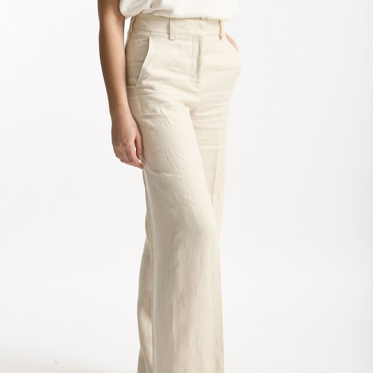 Pantalone ampio NEERA in lino sabbia women Incotex - 7