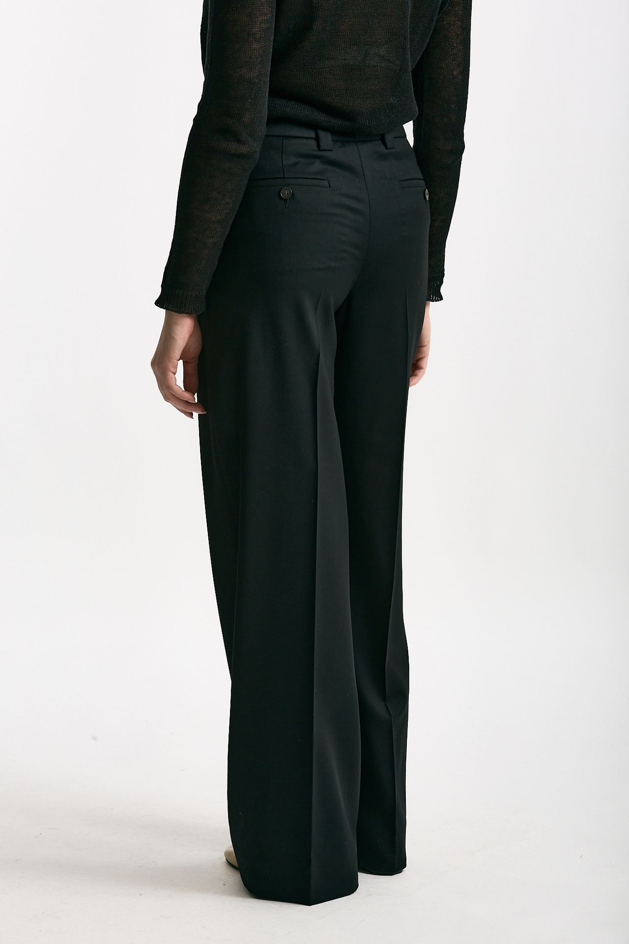Pantalone ampio NEERA in fresco lana nero women Incotex - 4