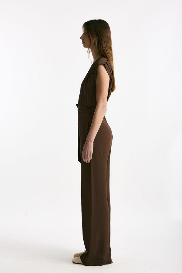 Tuta in misto seta marrone women Incotex