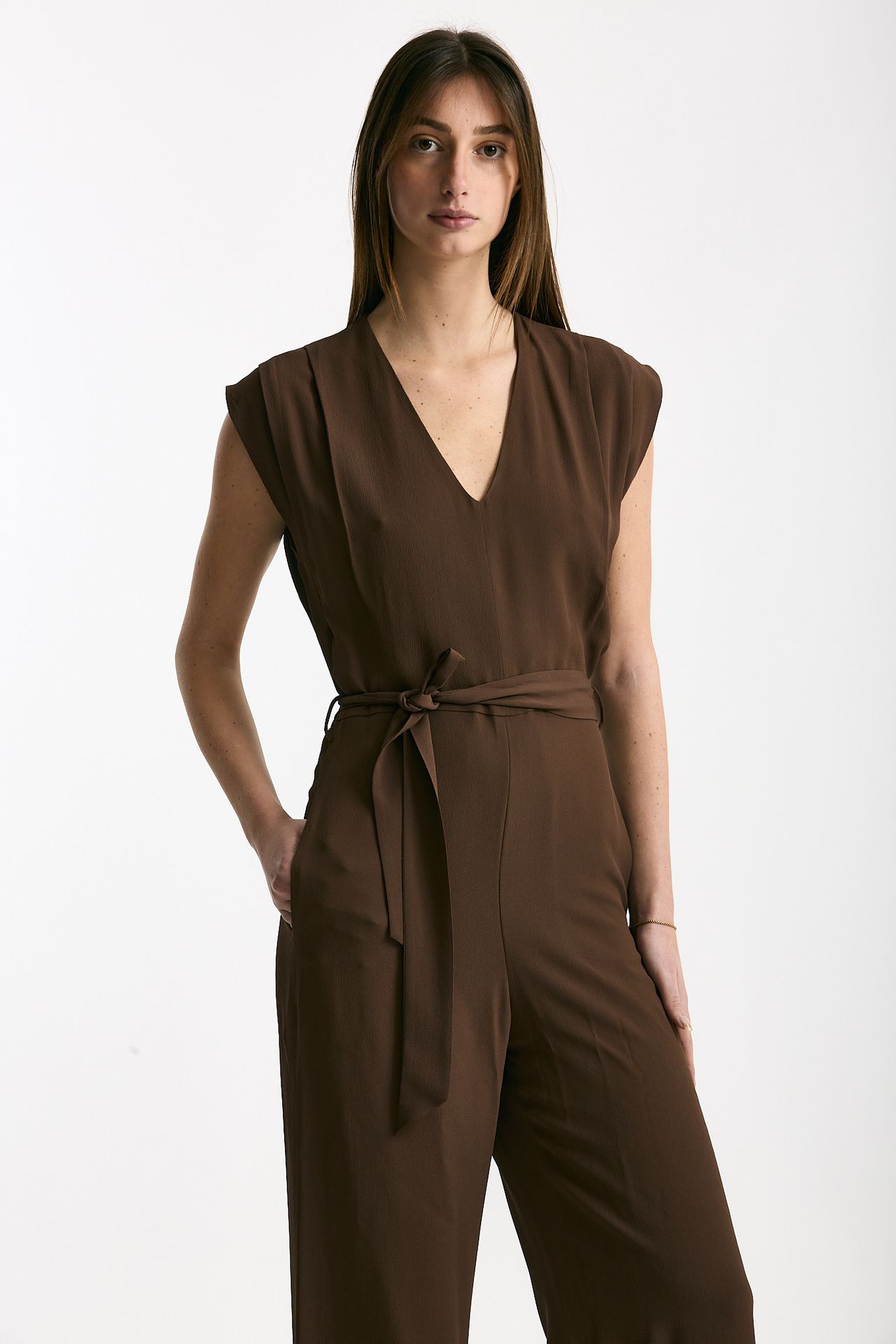 Tuta in misto seta marrone women Incotex - 5
