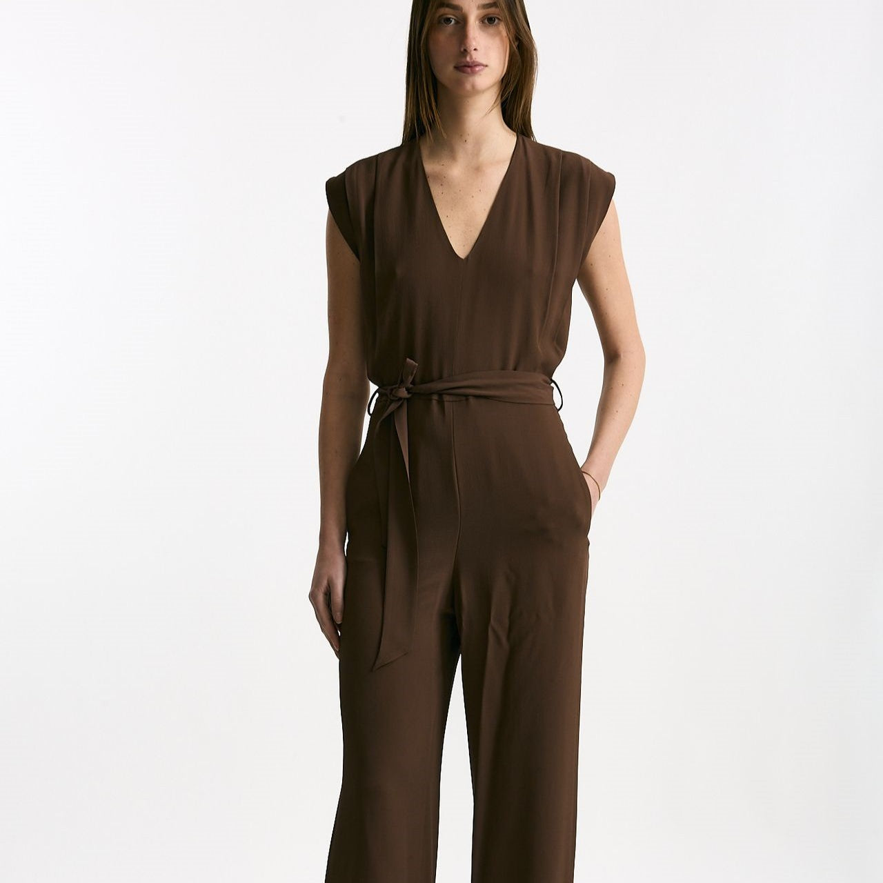 Tuta in misto seta marrone women Incotex - 7