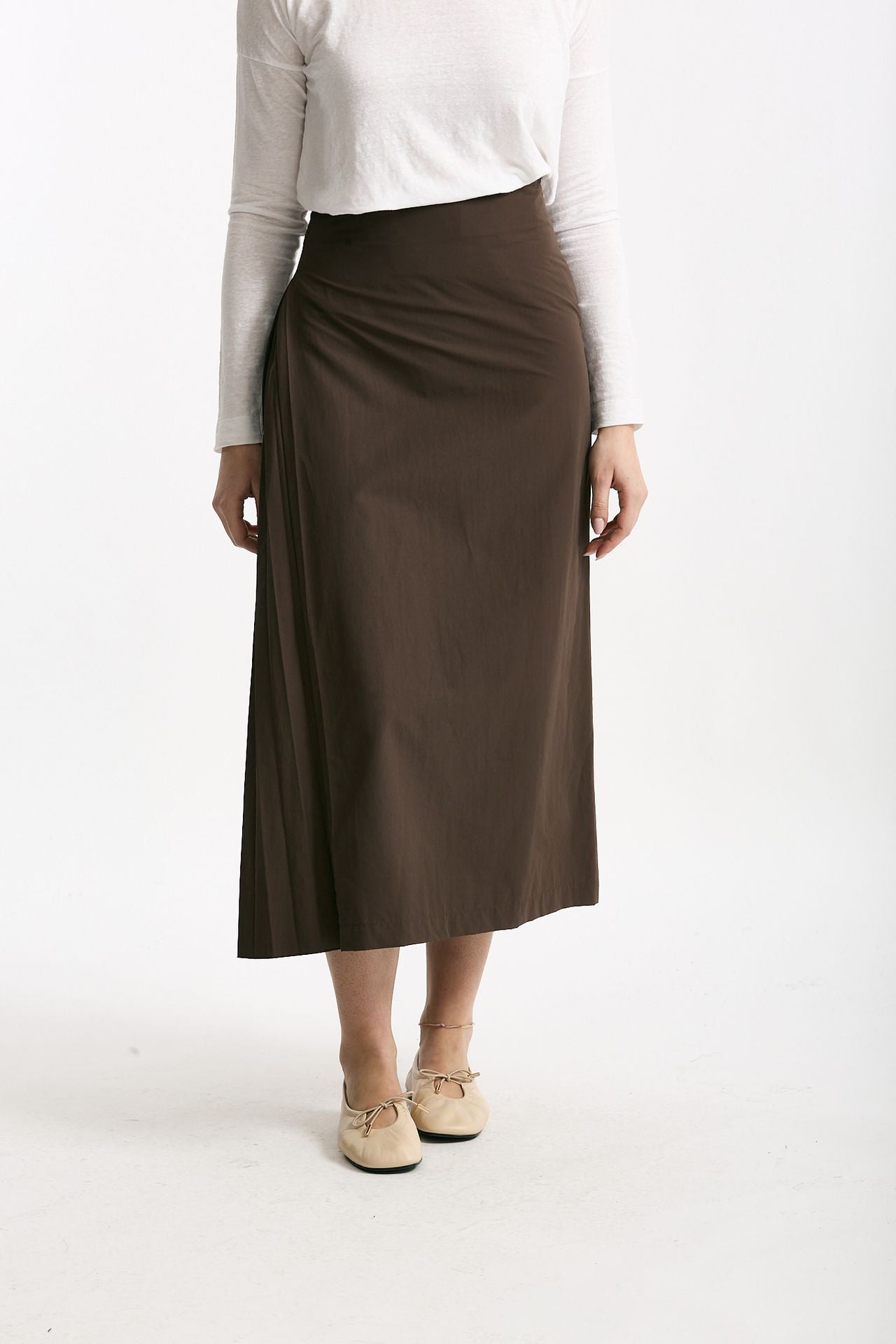 Gonna midi in cotone marrone women Incotex - 1