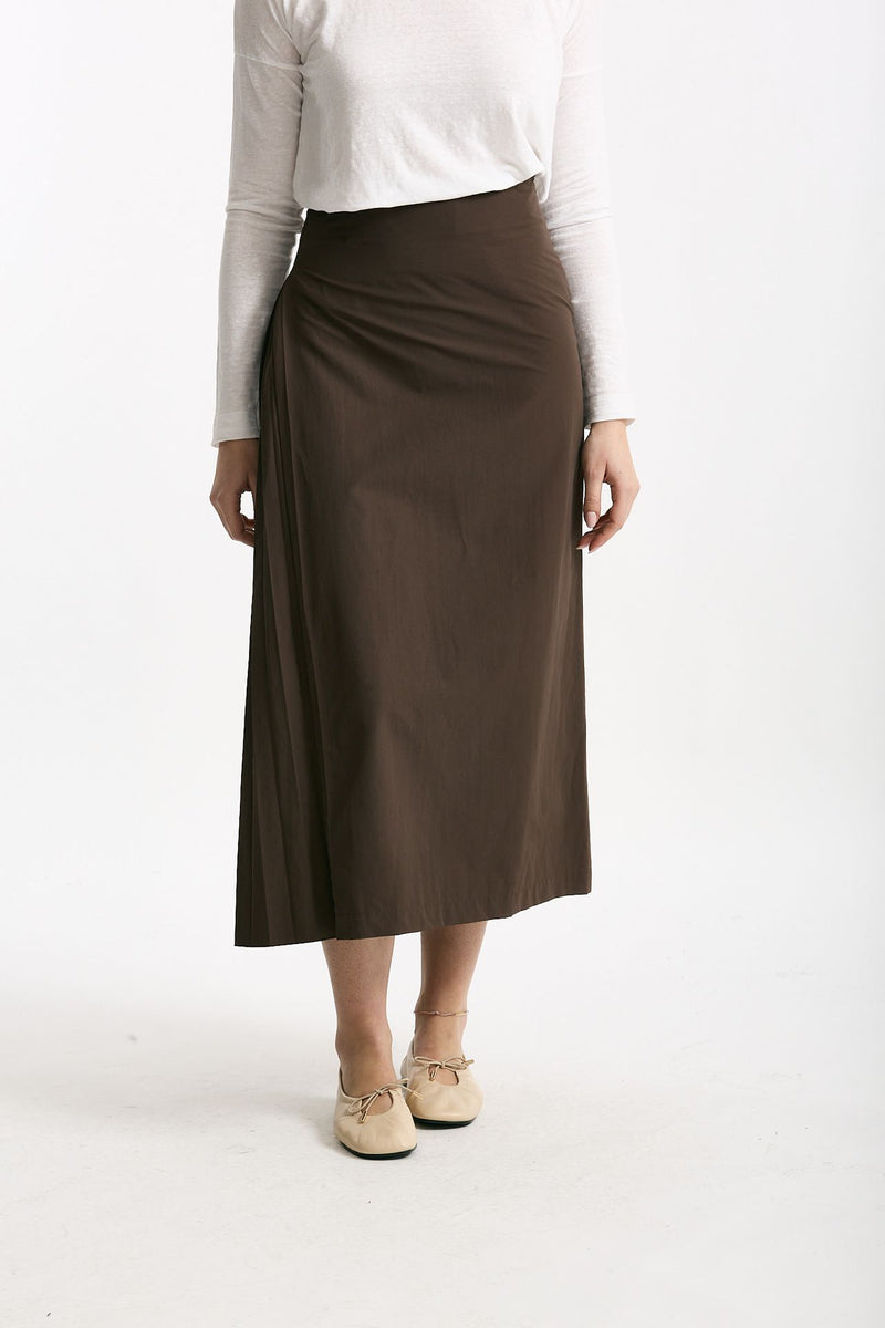 Gonna midi in cotone marrone women Incotex - 1
