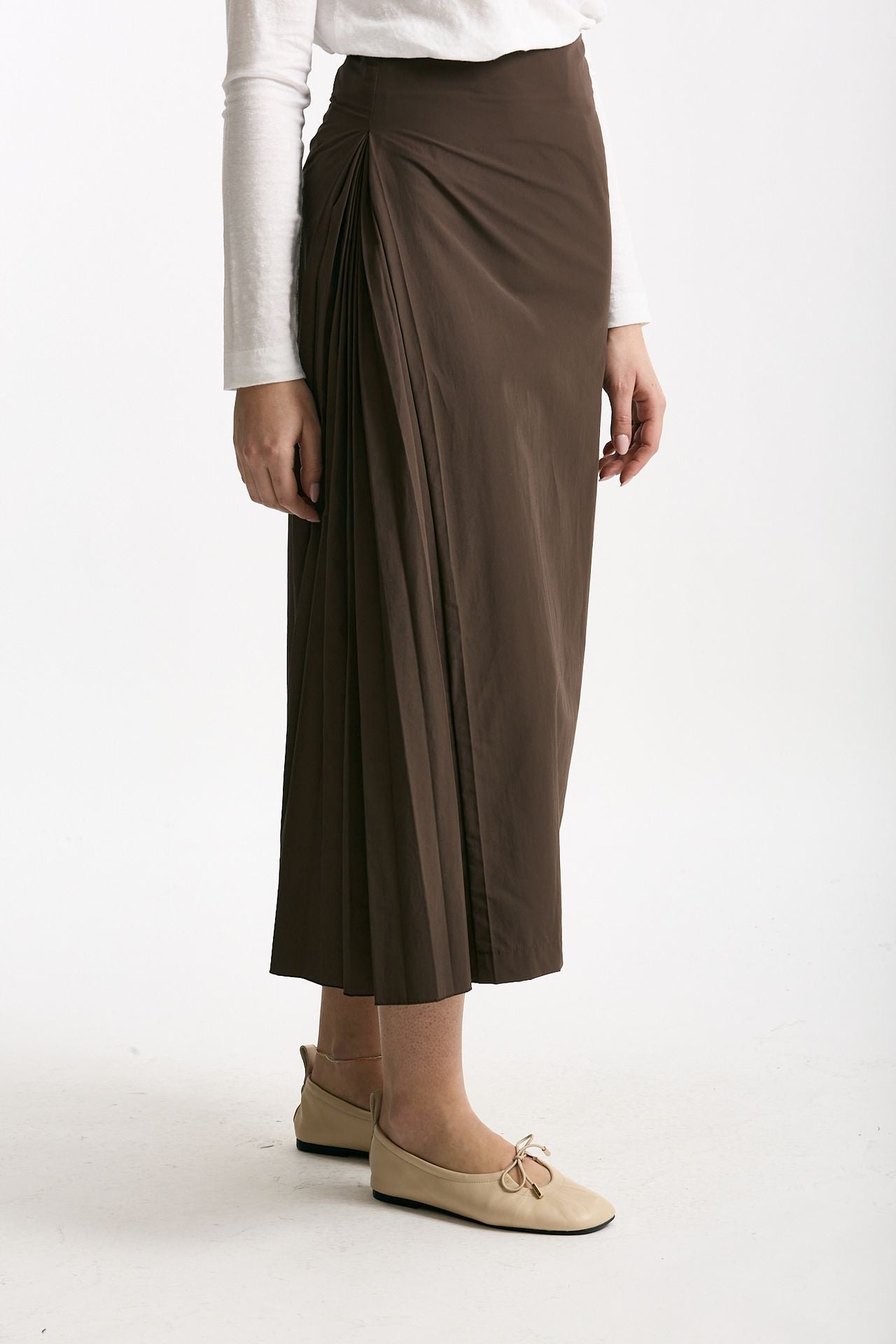Gonna midi in cotone marrone women Incotex - 3