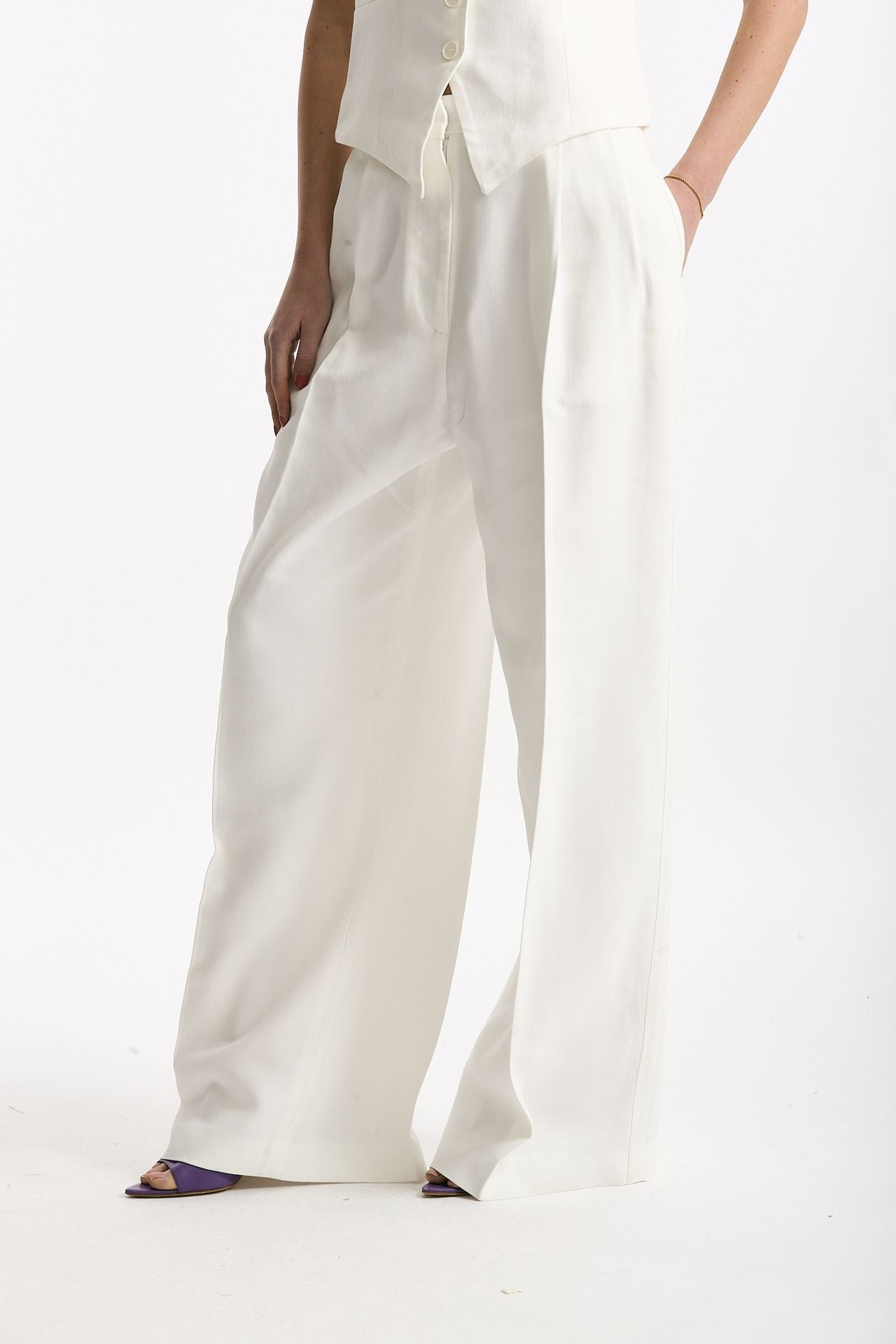 Pantalone vita alta in viscosa bianco women Iro - 2