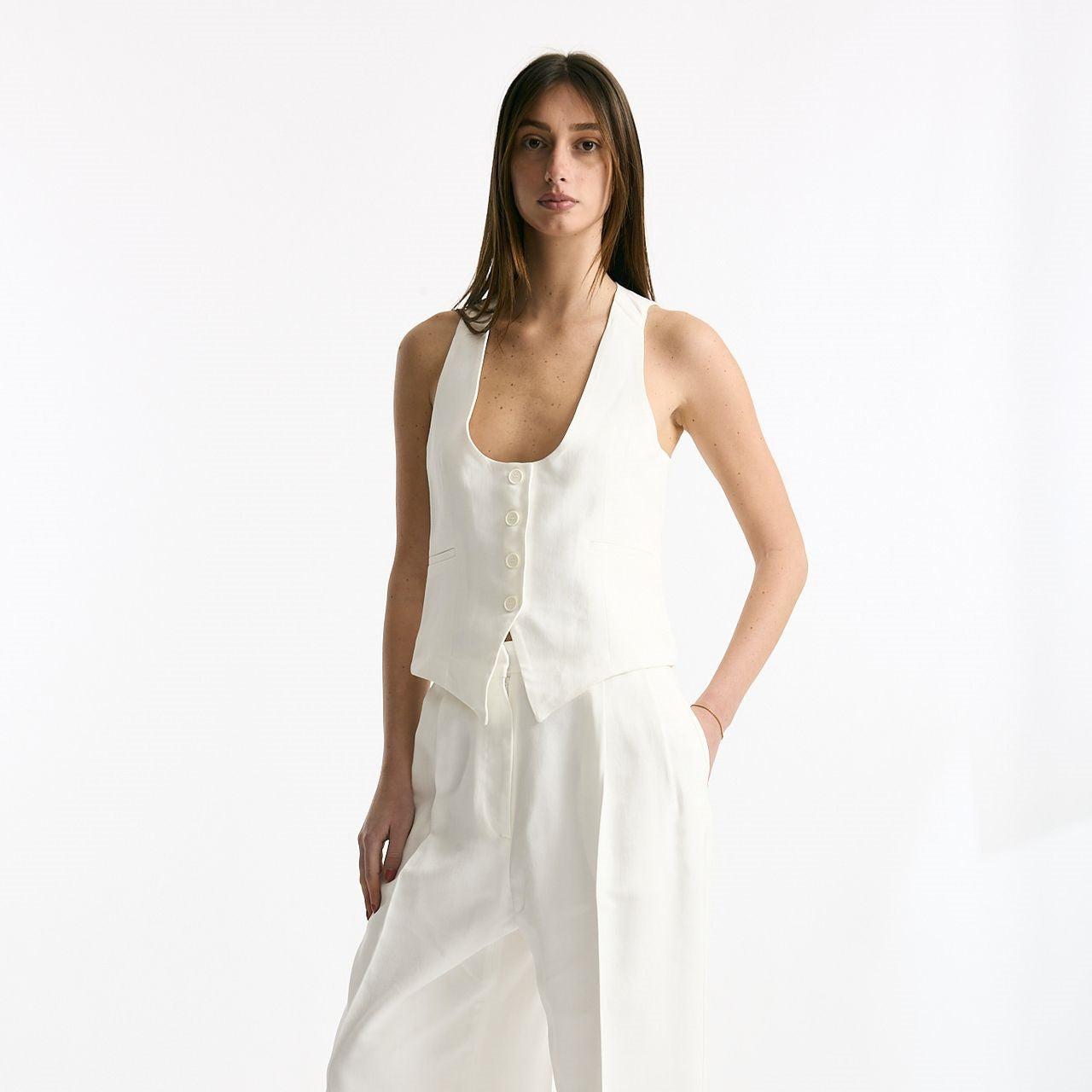 Gilet scollato in viscosa bianco women Iro - 6