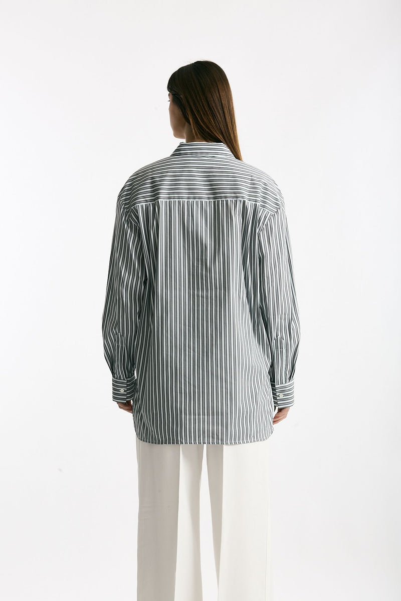 Camicia over rigata rigata grigia e bianca women Iro - 3