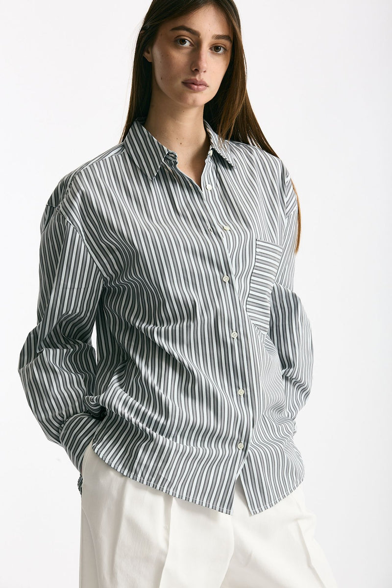 Camicia over rigata rigata grigia e bianca women Iro - 4