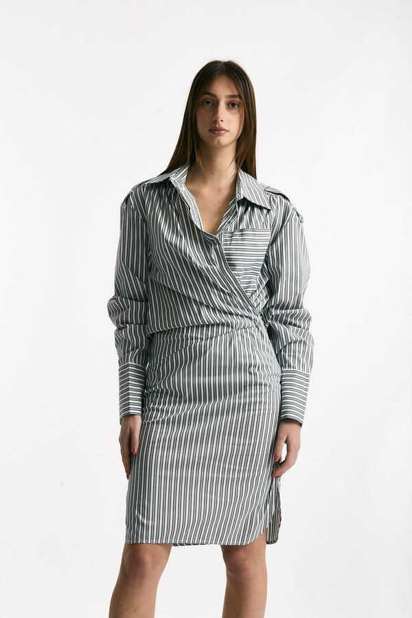 Abito rigato rigato grigio e bianco women Iro