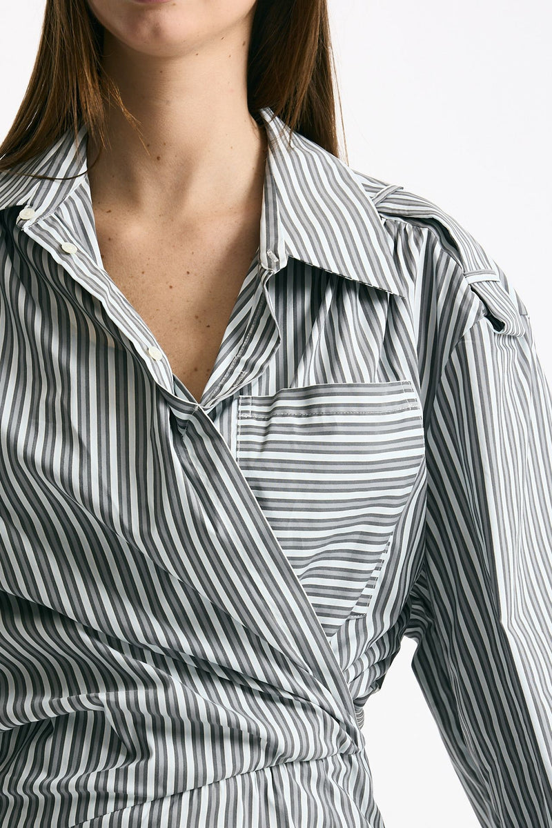 Abito rigato rigato grigio e bianco women Iro - 4