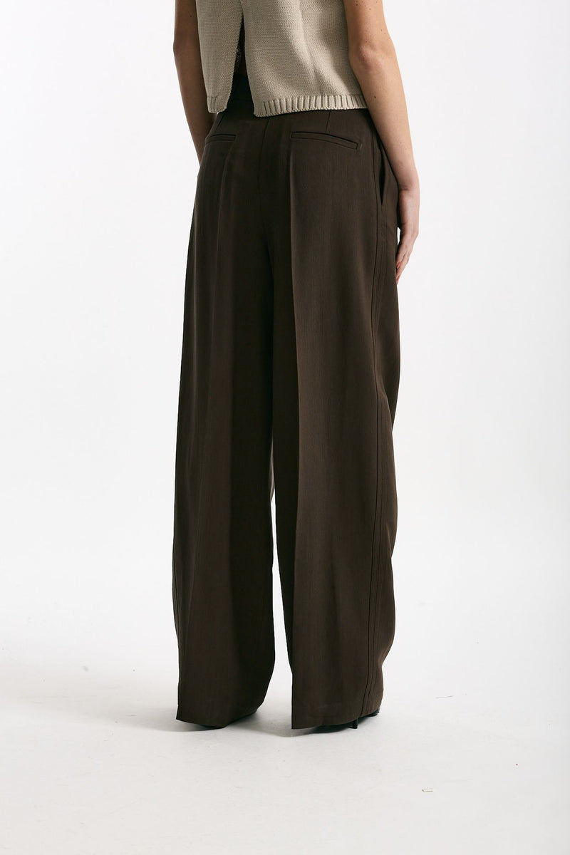 Pantalone vita alta in viscosa marrone women Iro - 3