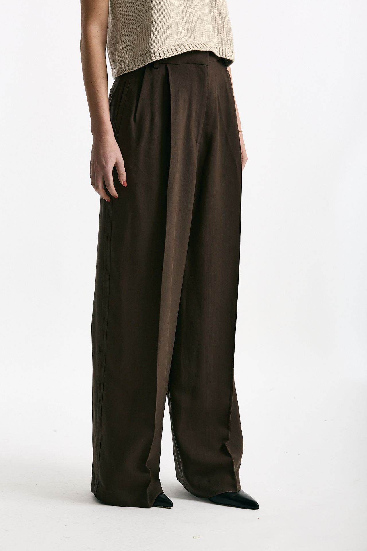 Pantalone vita alta in viscosa marrone women Iro - 4