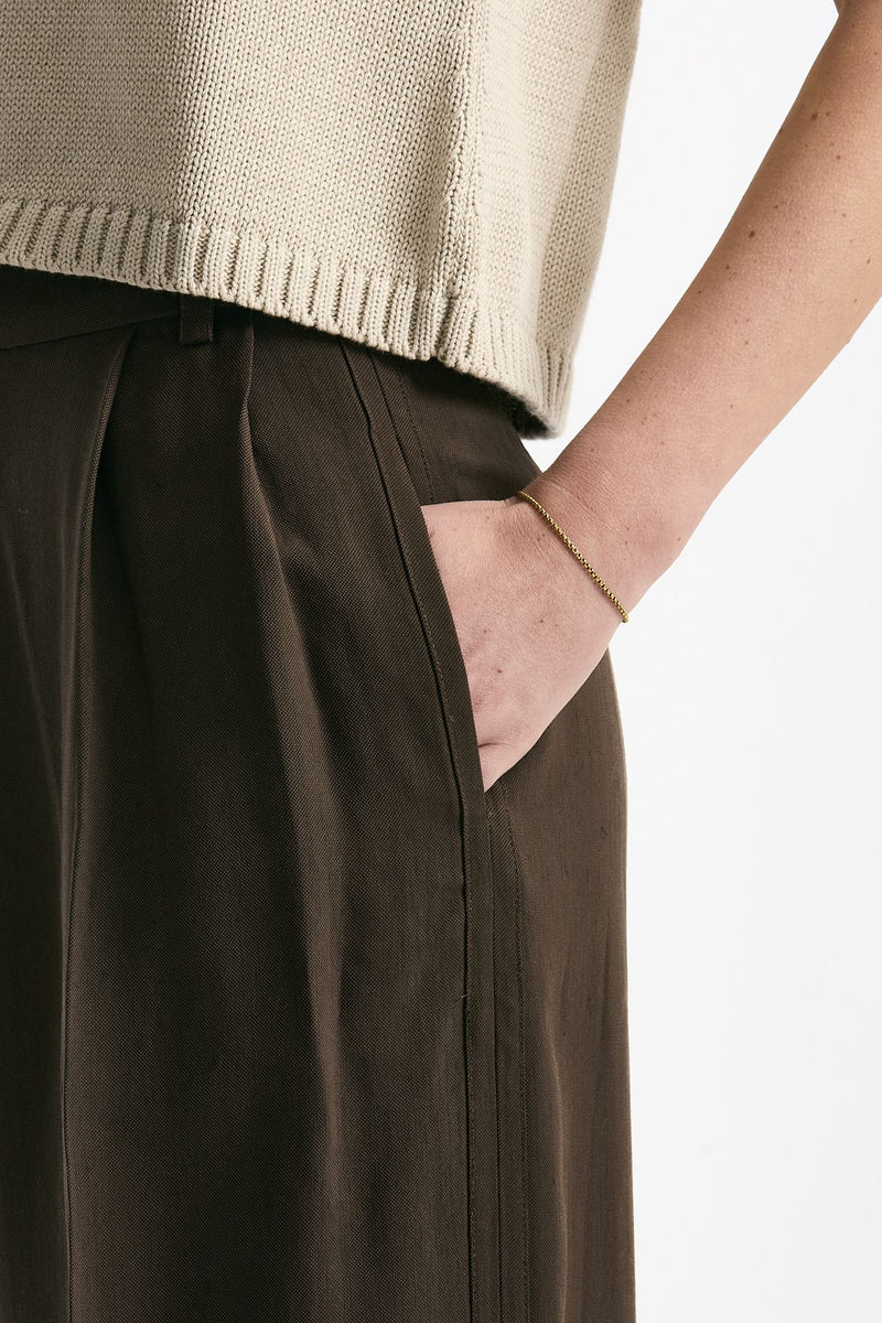 Pantalone vita alta in viscosa marrone women Iro - 5