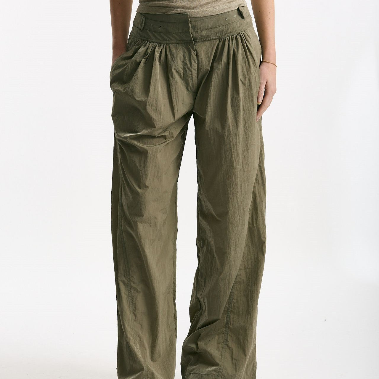 Pantalone vita regolare in tessuto tecnico verde women Iro - 6