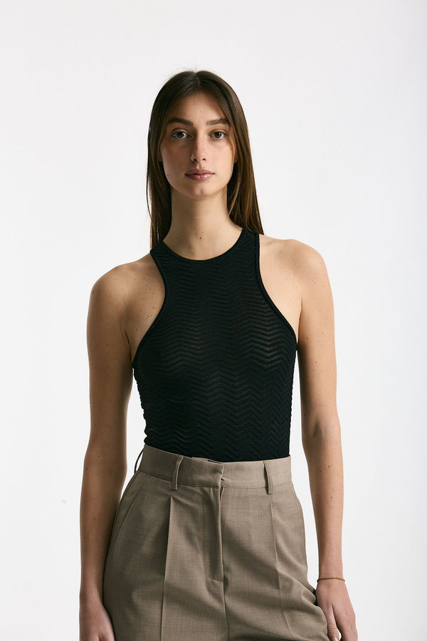 Body lavorato nero women Laneus