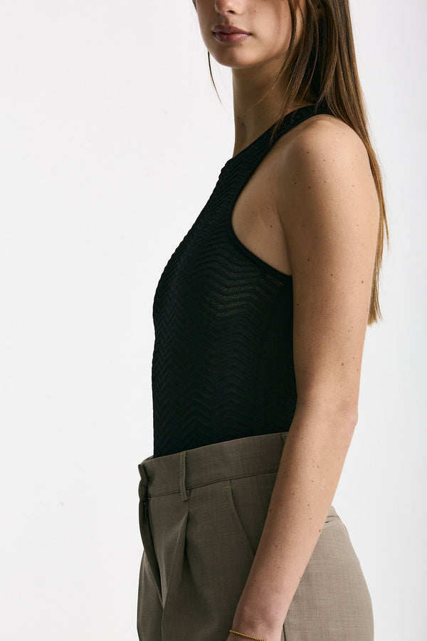 Body lavorato nero women Laneus