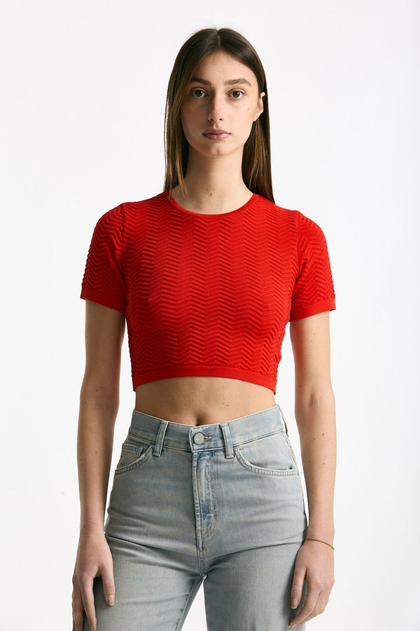 Crop top lavorato rosso women Laneus