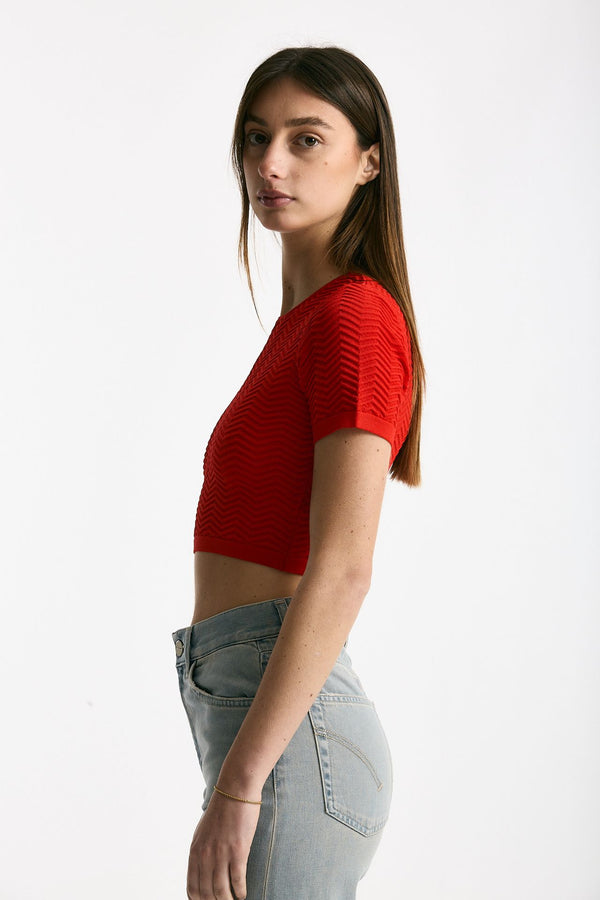 Crop top lavorato rosso women Laneus