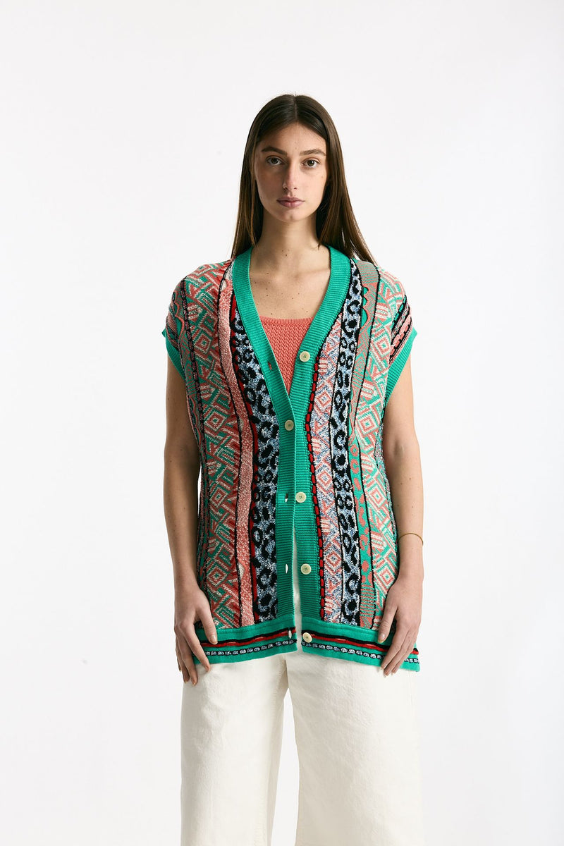 Cardigan jaquard Multicolor women Laneus - 7