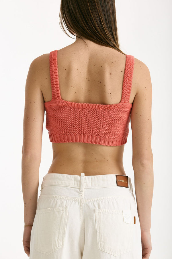 Crop top lavorato rosa women Laneus