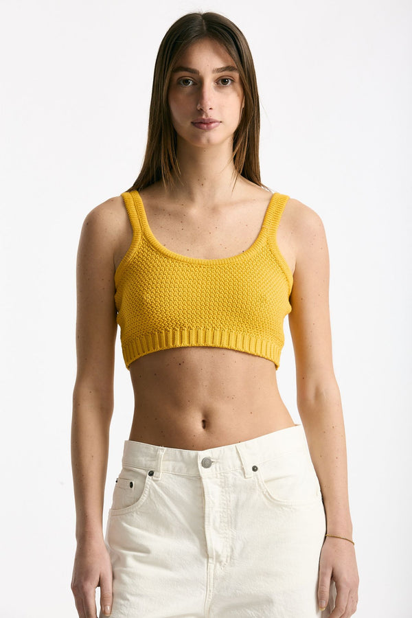 Crop top lavorato giallo women Laneus