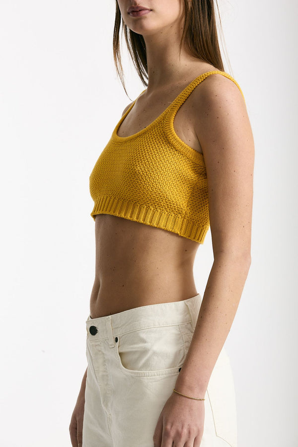 Crop top lavorato giallo women Laneus