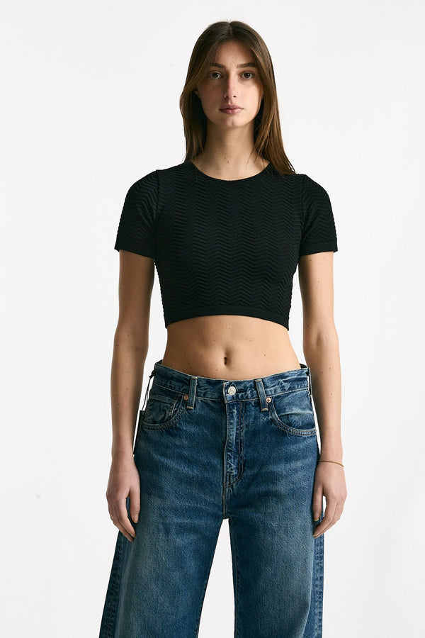 Crop top lavorato neri women Laneus