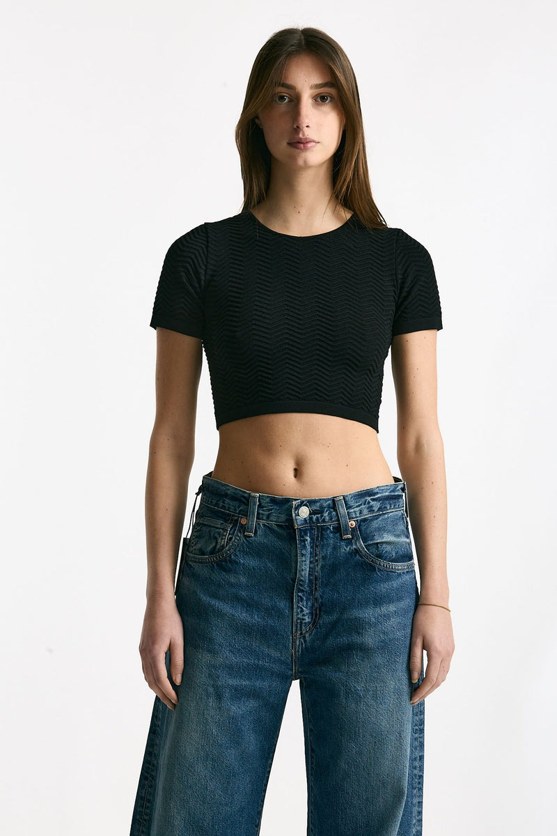 Crop top lavorato neri women Laneus - 2