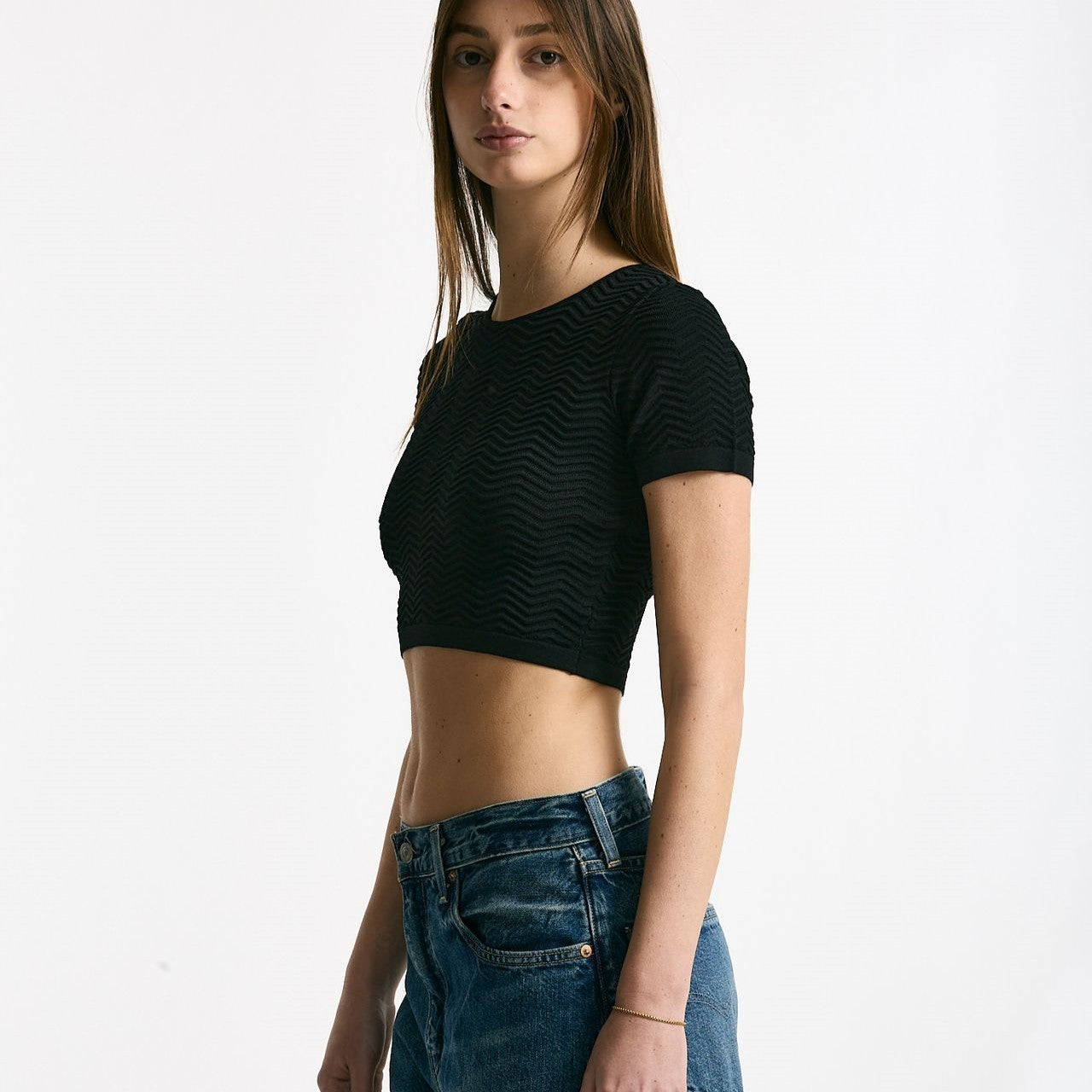 Crop top lavorato neri women Laneus - 6